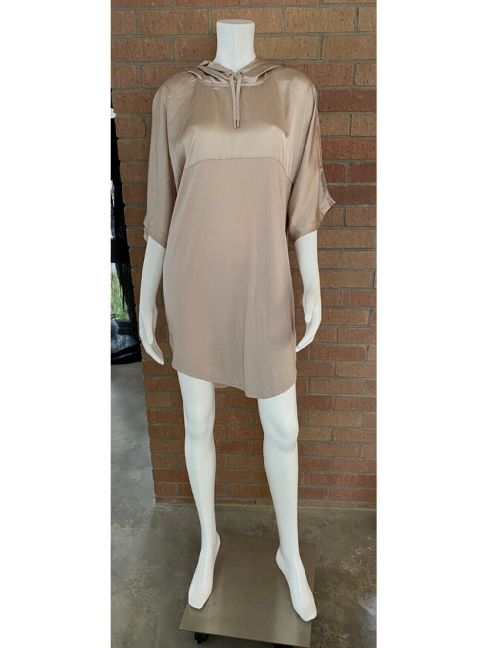 Womens BEYONCE IVY PARK HOODED ATHLETIC DRESS Drawstring TAUPE MAUVE Size M